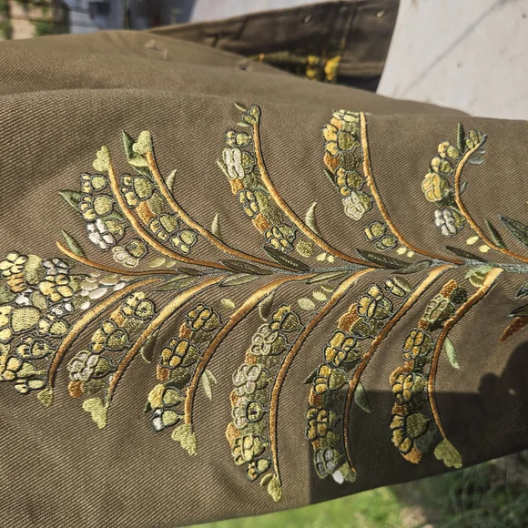 Embroidered Olive Bomber Jacket - Picture 7 of 12